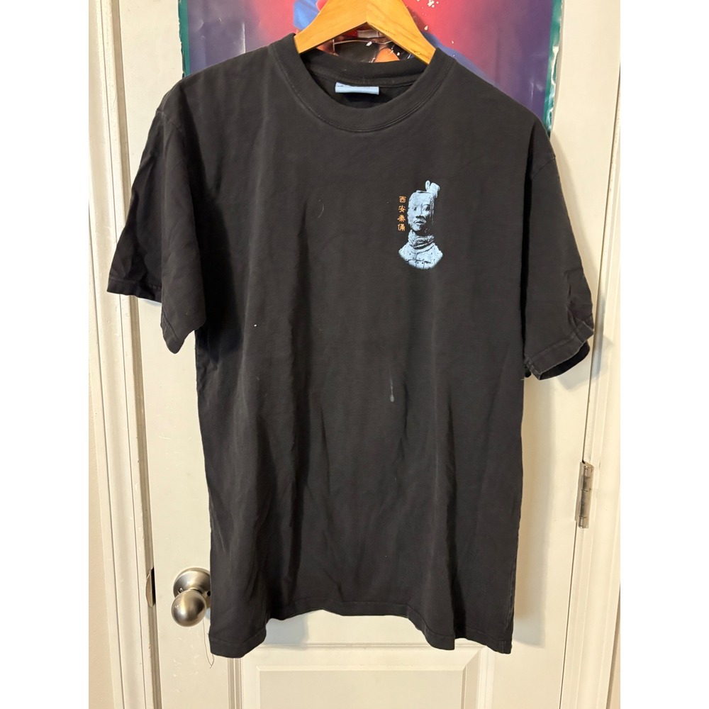 Pandak Mens Terracotta Warrior Graphic T-Shirt Black Size 2XL Cotton y2k